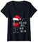 Damen Ho Ho Hol Mir Wein Weihnachts Outfit Nikolaus Mütze Fun Xmas T-Shirt mit V-Ausschnitt