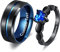 Wycian Ringe Gothic Herren Set, Verlobungsring Zirkonia 2 Stück Edelstahl Blau Schwarz Herz Zirkon Größe Damen 60 (19.1) Herren 67 (21.3)