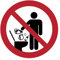 Autocollant Signalétique plastifié rond sticker résistant à l’eau NF ISO7010 - Adhésif laminé résistant aux UV - Interdit de jeter des objets dans les toilettes - Diamètre 35 cm