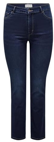 ONLY CARMAKOMA Caraugusta Hw Straight DNM Bj61-2 Noos Jean Droit, Bleu foncé Denim, 48W x 32L Femme