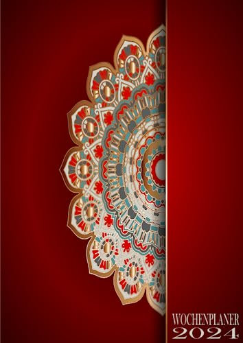 Wochenplaner 2024: Wochenplaner 12 monate von Januar bis Dezember 2024 | A4 Wochenplaner mit Uhrzeiten | Kalenderbuch mit Feiertagen | Mandala Cover