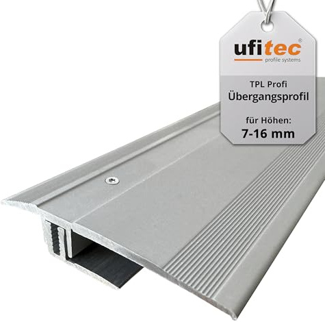 ufitec Profilsystem für Parkett- und Laminatböden - für Belagshöhen von 7-16 mm - viele Farben lieferbar (Übergangsprofil | 90 cm lang | 60 mm Breit, Silber)