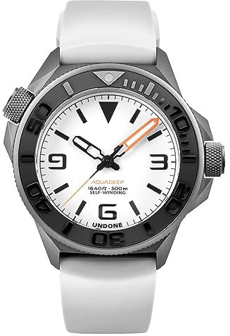 Undone AQUALUME WHITE Automatische Titan Silikon Stoff Weiß Saphir Uhr Herren, sand