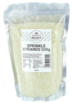 Culpitt Select Sprinkles | White Sugar Strands, Cake Sprinkle Decorations For Cakes, Cupcakes, Cookies, Ice Cream, and Desserts | 500g
