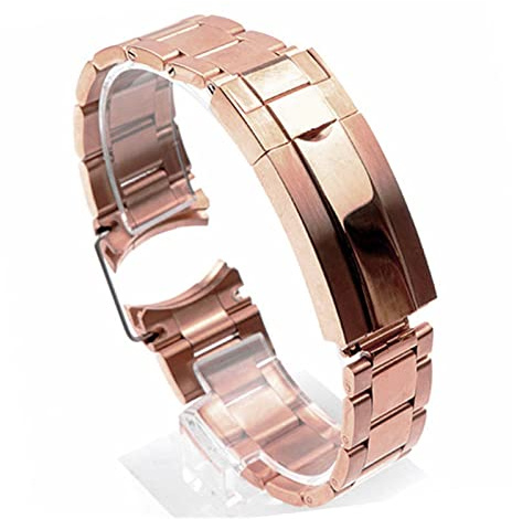 TEMKIN Oyster Armband 316L Edelstahl Uhrenarmband for Rolex for SUBMARINER for DAYTONA for SUP for GMT Herrenuhr Armband Metallband 20 21mm(Rose Gold,21mm No logo)