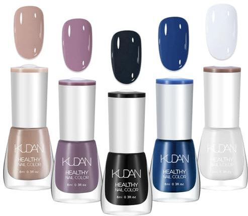 TBeautfave Nude Nail Polish Set Nail Varnish Sets, Quick Dry & Long Lasting Black White Nail Polish, Water Based Natural Nail Polish Sets for DIY Nail Art, No Need Cure