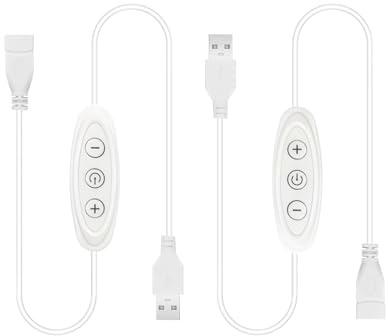 GXILEE USB Dimmer Switch,2 Pack Female to Male Inline Dimmer,10-Speed Dimming USB Light Dimmer for 5V Single Color Led Lights(White)