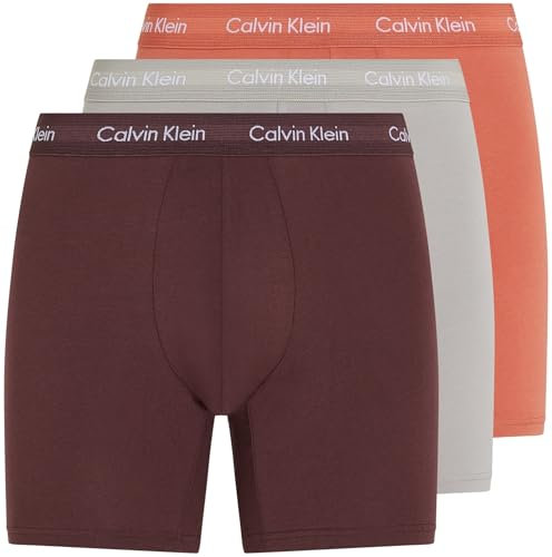 Calvin Klein Men’s 3 Pack Stretch Boxer Briefs, Multi (Rock Ridge, Fudge, Bruschetta), S