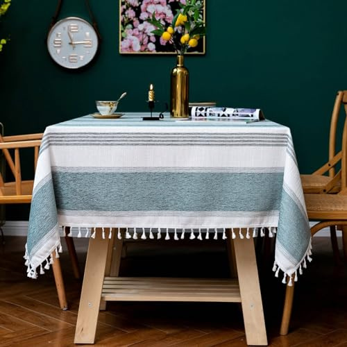 Beydodo Tischdecken Outdoor Quadratisch, Tischtuch 110x110CM mit Streifen Motiv Nordisch Tischdecke Abwaschbar für Draußen