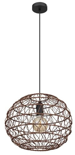 GLOBO Pendelleuchte Hängelampe Deckenleuchte Wohnzimmerleuchte Esszimmerlampe Küchenleuchte, Metall schwarz dunkelbraun Papier, 1x LED 7 W 806lm, H 120 cm