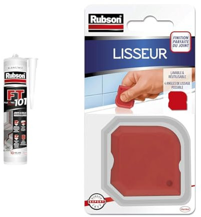 Rubson | Mastic FT 101 Blanc (cartouche de 280 ml) – Mastic polymère pour joints, fissures & Lisseur, outil pour lisser tous les types de joints - adapté à toutes les formules de mastic