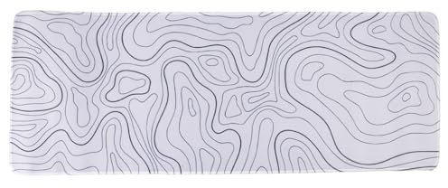 lachineuse - Tapis DE Souris XXL - Carte Topographique - Blanc - 800 X 300 X 3 mm - Déco Originale - Antidérapant et Résistant à l'eau - Déco Bureau - Idée Cadeau Japon Asie