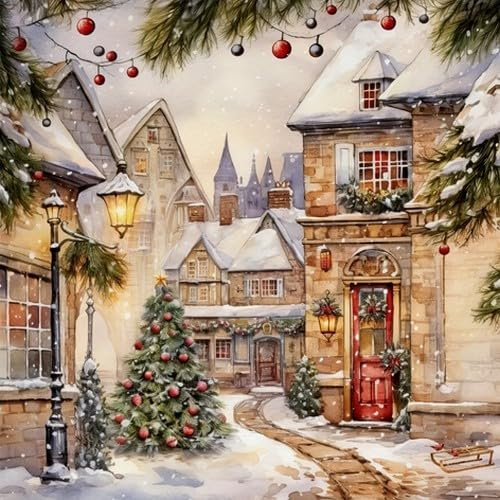 20 Servietten Winter Bezaubernde Weihnachtsstadt als Tischdeko. Papierservietten mit Motiv. Auch für Decoupage und Serviettentechnik 33x33cm