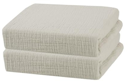 2-Pack sproutling® Premium Baby Musselin Bettlaken für Beistellbetten | Atmungsaktiv & schweißfrei | In Portugal produziert | 100% Bio-Baumwolle GOTS (Beige, 50x89cm)