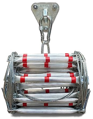 PNAJFUEL Sicherheit Leiter, Strickleiter, Zusammenklappbare Notleiter, Sicherheitsleiter Aus Aluminiumlegierung, Feuerleiter Für Den Außenbereich/L 20M