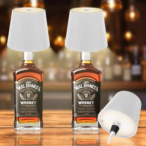 SPVIND 2 Pezzi Lampada Bottiglia, Lampada da Tavolo Portatile Senza Fili con 3 Colori Regolabili, 5200mAh Lampada Touch, IP54 Impermeabili, Adatto per Salotti Interni ed Esterni, Bar
