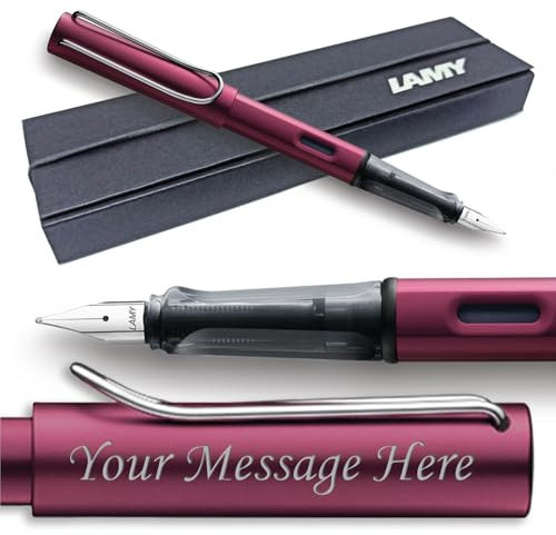 Lamy Al-Star Fountain Pen - Choose Colour/Nib Width (GIFT BOXED) - Engraving Available (Italic 1.5mm Nib, Black-Purple)