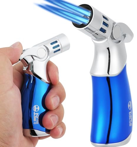 Butanbrenner, Mini-Blasbrenner, Premium-Küchenbrenner mit 4 Flammen, nachfüllbar und einstellbar, vielseitiger kulinarischer Brenner für Crème Brûlée, Backen, BBQ (Butangas nicht enthalten)