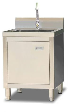 OWOHYG Mueble de Cocina Independiente de Acero Inoxidable con Fregadero, Mueble de Fregadero Integrado, Proceso de trefilado de Acero Inoxidable, Gran Capacidad de almacenamient(60 * 60 * 80cm)