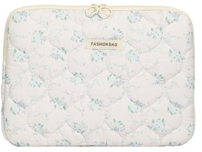 lmoikesz Süße Florale Gesteppte Hülle für 15 Zoll Laptop und Hülle, Weiß, 15 Zoll