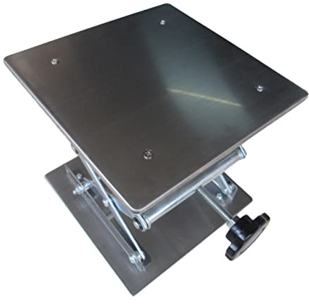 Edelstahl Hebebühne Kleiner 100x100 Mm für Labor mit Präzisionsverstellung | Breite Standfläche, Schraubverstellbar, Stabile Ausführung, Silber, für Werkstatt und Rennstrecke