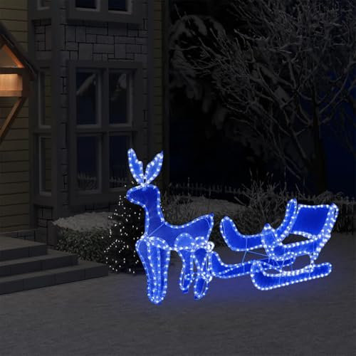 LED-Rentier mit Schlitten und Mesh 432 LEDs,Weihnachtsbeleuchtung LED Rentier mit Schlitten Funkelnde Dekoration für innen & außen Festtags-Dekoartikel