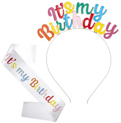 salbsever 2Pcs Geburtstagkrone Schärpe Geburtstag Deko Set schärpe bedrucken für erwachsene