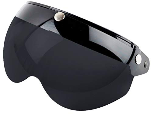 Visiera per Casco retrò Universale a 3 Scatti Visiera Parasole Antivento Visiera per Caschi da Moto a Mezza Faccia per la Guida All'aperto (, Marrone scuro)