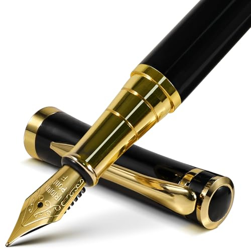 FINTANIX Smooth Writing Fountain Pen, 10 Ink Cartridges, Fine Nib, Black