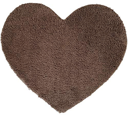 NYVI Badematte NYVISpa Lasalle Herz 70x80 cm Taupe Herzform - Badezimmerteppich - rutschfest, Saugfähig, Schnell Trocknend, Fußbodenheizung geeignet, Oeko-TEX, Waschbar, Weich