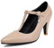 MISSUIT Women's T-Strap Pointed Toe High Heel Pumps Stiletto Mary Jane Court Shoes(Beige,2.5)