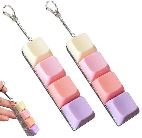 2 PCS Keyboard Fidget Toy, Keyboard Clicker Fidget, Fidget Keyboard in Pastel Colours, Keyboard Keychain for Stress Relief and Focus Enhancement, Ideal for Office, School, Home, And Travel Use