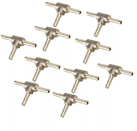 DNHDSYS Réparation Automobile Raccord cannelé en T à 3 Voies, 4 mm, 1/8 po, 10 pièces, en Laiton