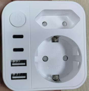6 in 1 Adattatore Presa Inglese, Adattatore da Viaggio UK, 4 Porte USB EU to UK Adattatore presa con Interruttore,2 U-SB C & 2 U-SB A (3.4A 17W) Adattatore Presa Tipo G per Regno Unito, Irlanda, Malta