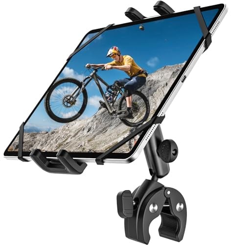 Dosvsi Supporto Tablet Moto, Universale Supporto Tablet per Asta Microfono/Passeggino/Tapis roulant/Sedia a rotelle, 360° Alluminio Braccio Supporto Manubrio per iPad Pro Air Mini, Galaxy, 4~13