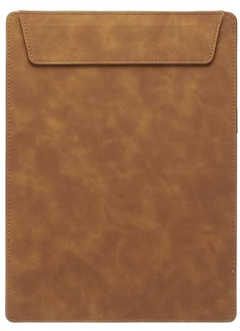 PATIKIL A4 Briefgröße PU Leder Klemmbrett 9x12 Mit Stifthalter Braun | Geschäftliches Magnetisches Padfolio, Organizer Büroordner Schreibbrett