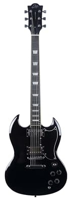 EKO GUITARS – DV‑300 E‑Gitarre, Korpus Pappel, Hals Ahorn, Griffbrett Laurel, 2 Humbucker, Tune‑O‑Matic Bridge, 22 Bünde, SG‑Style, Farbe Schwarz
