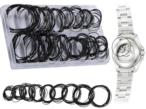 200 Stück Dichtungsringe Set, Schwarz Gummi O-Ring Gummidichtung für Uhrenreparatur, Wasserdichte Dichtungsringe für Die Uhrenrückseite, Elastischer O Ringe, Uhr Rückseite Abdeckung Ringdichtungen