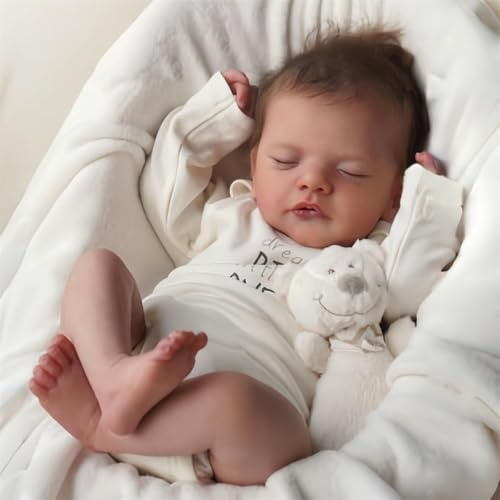 HEHUZY Reborn Puppe 19 Zoll 48cm Lebensecht Babypuppe Wie Echtes Baby Silikon Neugeborene Baby Toddler Mädchen Mit Weicher Stoffkörper