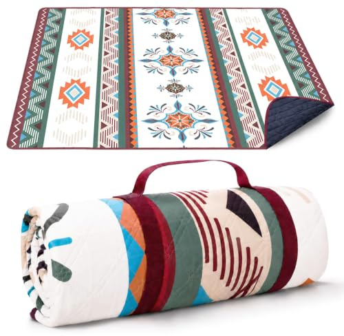 OFFASST Picknickdecke Boho Wasserdicht 200x200cm – Stranddecke Sandfrei & Waschbar, Extra Groß Outdoor Decke für Camping, Strand, Picknick & Reisen – XXL Picnic Blanket
