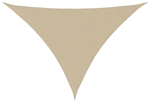 Foknhdi Sonnensegel 3x4x5 m Beige aus robustem Oxford-Gewebe mit UV-Schutz, wasserabweisend, dreieckiges Segel für Garten, Terrasse, Balkon und Camping mit Edelstahl-Befestigung