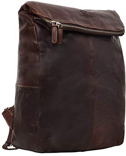 Gusti Rucksack Leder - Neal Damen und Herren Daypack Lederrucksack Tagesrucksack Braun Leder