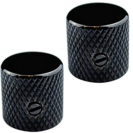 Northwest Guitars 2 x Black Metal Telecaster Style Volume Tone Control Knob for Solid Shaft Pots - Fits Alpha Pots