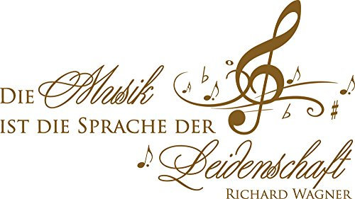 GRAZDesign Wandtattoo Sprüche Musik ist die Sprache der Leidenschaft Wohnzimmer Musikraum - 091 gold