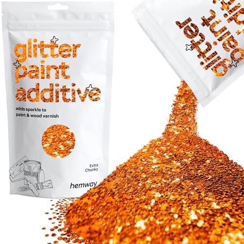 Hemway Glitter Paint Additive - Copper | Extra Chunky Metallic Flakes for Adding Sparkle to Paints & Wood Varnish | Add to Emulsion, Acrylic & Latex for Indoor Sparkly Walls | 100 g