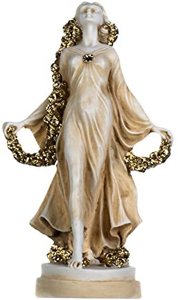 Flora Göttin Goldene Jungfrau der Blüten Blumen Geformte Marmorstatue Skulptur 18cm