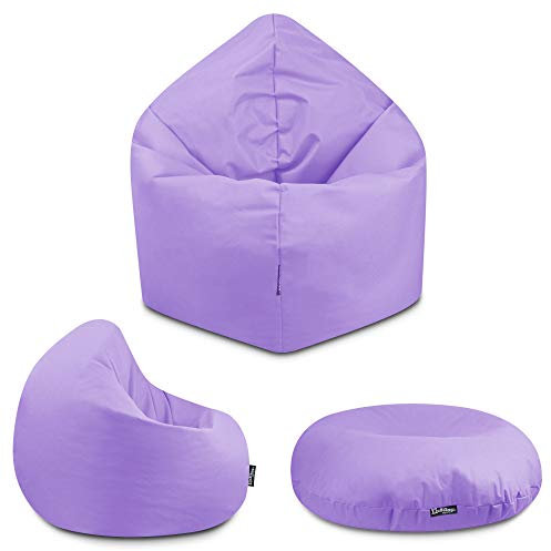 BuBiBag - 2in1 Sitzsack Bodenkissen - Outdoor Sitzsäcke Indoor Beanbag in 32 Farben und 3 Größen - Sitzkissen für Kinder und Erwachsene (100 cm Durchmesser, Flieder)