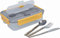 Built Bento Leakproof Lunch Box with Stainless Steel Cutlery, Plastic, Grey/Yellow, 23.5 x 17 x 6.5 cm