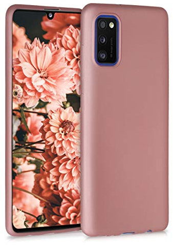kwmobile Case kompatibel mit Samsung Galaxy A41 Hülle - Schutzhülle aus Silikon metallisch schimmernd - Handyhülle Metallic Rosegold