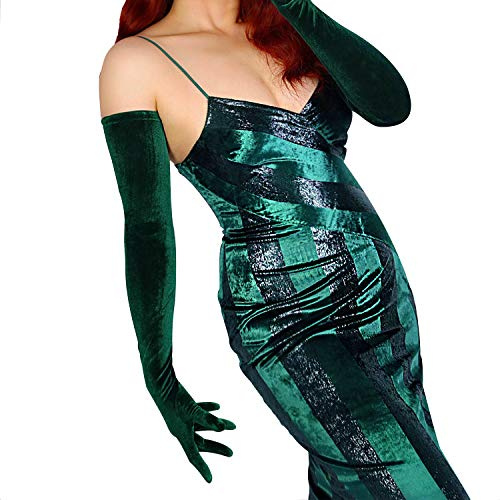 DooWay Super Long Velvet Gloves for Women Shoulder Length Stretchy 1920 Flapper Opera Party Evening Gloves